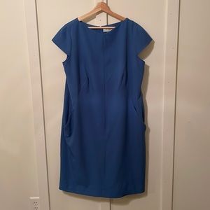 MM Lafleur cap sleeve blue dress size +1